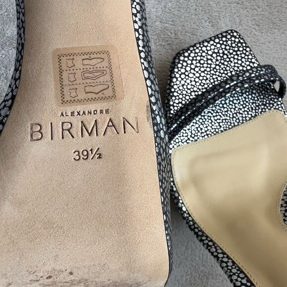 Alexandre Birman Lenny Silver On Black Leather Platform Heeled Sandal 39.5/9-9.5 - Picture 15 of 16